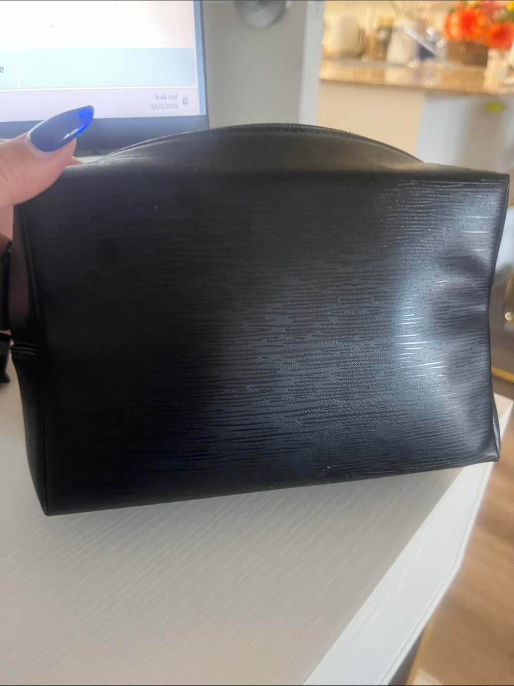 Black Embossed YSL Leather Cosmetic Toiletry Bag - Picture 3 of 6